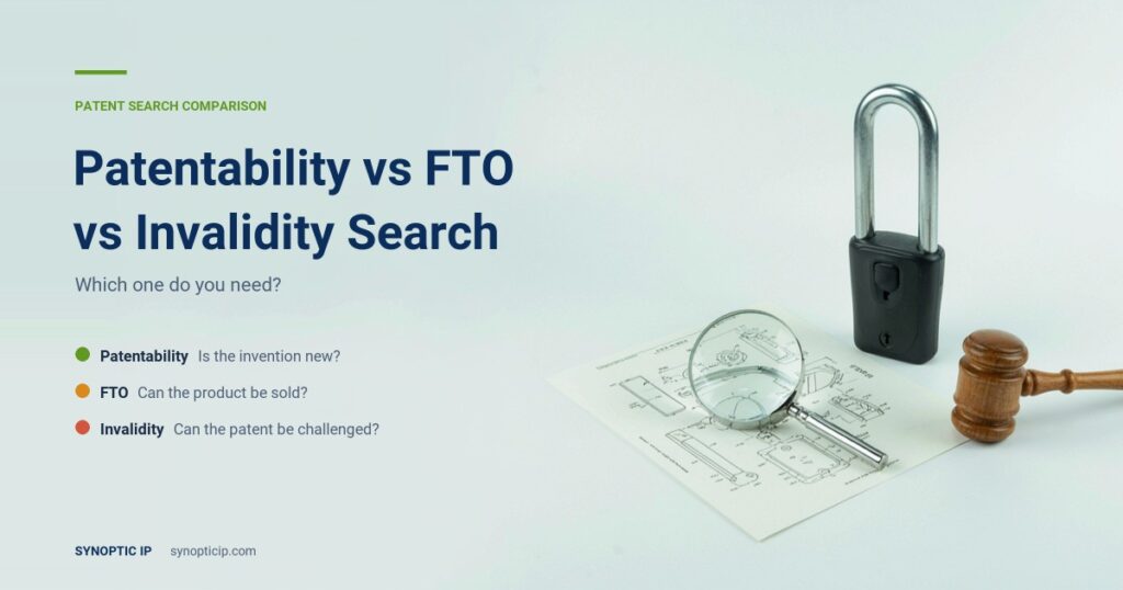 Patentability vs FTO vs Invalidity Search: Which One Do You Need?